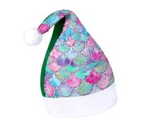 JZemdybill Sequined Christmas Hat for Adults,Rainbow Watercolor Scales of Mermaid Hat for Various Holiday Parties