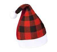 JZemdybill Sequined Christmas Hat for Adults,Red Black Buffalo Check Hat for Various Holiday Parties