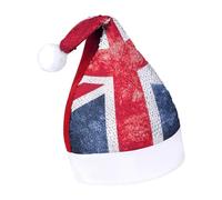 JZemdybill Sequined Christmas Hat for Adults,Vintage Union Jack British Flag Hat for Various Holiday Parties