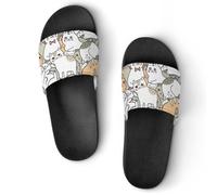 JZemdybill Shower Slippers, Cat Pattern Sliders for Men And Women, Non-Slip Slides