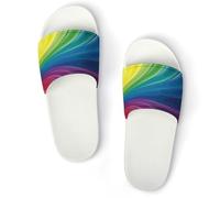JZemdybill Shower Slippers, Colourful Rainbow Sliders for Men And Women, Non-Slip Slides