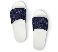 JZemdybill Shower Slippers, Glow in The Dark Constellations Midnight Sliders for Men And Women, Non-Slip Slides