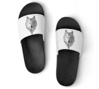 JZemdybill Shower Slippers, Gray Wolf Sliders for Men And Women, Non-Slip Slides