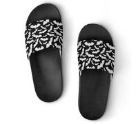 JZemdybill Shower Slippers, Halloween Bats Grey Sliders for Men And Women, Non-Slip Slides