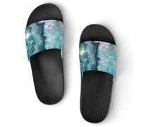 JZemdybill Shower Slippers, Teal Agate Sliders for Men And Women, Non-Slip Slides