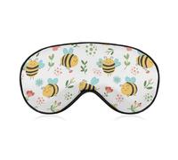 JZemdybill Smooth Fabric Eye Mask, Bee Flower Sleep Mask, Sleeping Eye Mask with Adjustable Headband for Men, Women