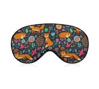 JZemdybill Smooth Fabric Eye Mask, Cute Fox Floral Sleep Mask, Sleeping Eye Mask with Adjustable Headband for Men, Women
