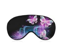JZemdybill Smooth Fabric Eye Mask, Glowing Night Pink Butterflies Sleep Mask, Sleeping Eye Mask with Adjustable Headband for Men, Women