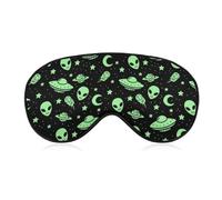 JZemdybill Smooth Fabric Eye Mask, Green Alien Moon UFO Sleep Mask, Sleeping Eye Mask with Adjustable Headband for Men, Women