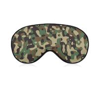 JZemdybill Smooth Fabric Eye Mask, Green Camouflage Pattern Sleep Mask, Sleeping Eye Mask with Adjustable Headband for Men, Women