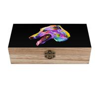 JZemdybill Square Wood Box, Colorful Greyhound Dog Wooden Storage Box, Decorative Home Wood Box for Collectibles