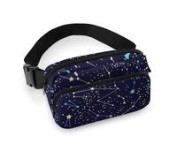 JZemdybill Waist Bag, Glow in The Dark Constellations Midnight Bumbag, Adjustable Fanny Pack for Running Walking Hiking