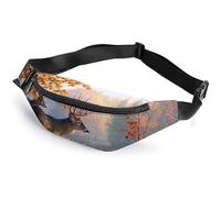 JZemdybill Waist Bag, Hunting Deer Family Bumbag, Adjustable Fanny Pack for Running Walking Hiking