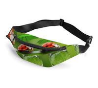 JZemdybill Waist Bag, Ladybug Ladybird Green Landscape Bumbag, Adjustable Fanny Pack for Running Walking Hiking