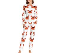 JZemdybill Woman's Crew Neck Pyjamas Set, Red Crab Pyjamas for Women, Women's Pajamas with Pockets