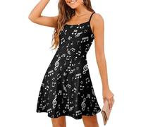 JZemdybill Women's Suspender Dress, Music Note My Sprirt Animal Sloth Music Notes Note Music Palm Leaf and Monstera Piano Key Notes Pink and Purple Flowers Psychedelic Kaleidoscope Red and Black Rose