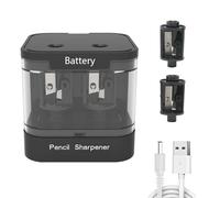 JZF Double Hole Electric Pencil Sharpener, USB and Battery Operated Pencil Sharpener with Brush and 2 Spare Blades, Portable Fast Sharpen Suitable for 6-8mm 8-12mm Pencils