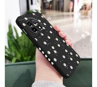 JZFDCLF Floral Daisies Phone Case For Oneplus 12 12R 11 11R 10 10R 10T 9R 9RT 9 8T 8 7 7T Pro 5G Liquid Silicone Cover,Black,For OnePlus 9R