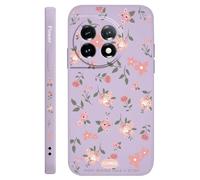 JZFDCLF Floral Scent Phone Case For Oneplus 12 12R 11 11R 10 10R 10T 9R 9RT 9 8T 8 7 7T Pro 5G Liquid Silicone Cover,Light Purple,For OnePlus 7T Pro