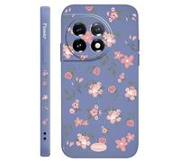 JZFDCLF Floral Scent Phone Case For Oneplus 12 12R 11 11R 10 10R 10T 9R 9RT 9 8T 8 7 7T Pro 5G Liquid Silicone Cover,Light Blue,For OnePlus 8 Pro