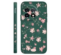 JZFDCLF Floral Scent Phone Case For Oneplus 12 12R 11 11R 10 10R 10T 9R 9RT 9 8T 8 7 7T Pro 5G Liquid Silicone Cover,Dark Green,For OnePlus 7T Pro