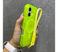 JZFDCLF Luxury Armour Matte Phone Case For iPhone 16 11 14 12 13 15 Pro Max Colourful Wrist Strap Lanyard Shockproof Cover,green,for iphone 12 pro max