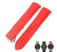 JZFOACHR 20mm 22mm Rubber Folding Buckle Watch Strap Black Blue Red Watch Bands for Tudor Black Bay for Men Bracelet