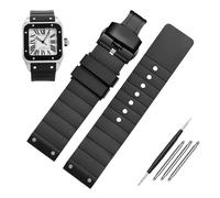 JZFOACHR 23mm Watch Strap for Santos Sandoz Santos 100 Silicone Watch Strap Rubber Men and Women Black