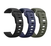 JZFOACHR 3Pcs Rugged Watch Band 20mm 22mm Watch Strap, Quick Release Watch Band with Redesigned Metal Squre Buckle, Soft Silicone Breathable Replacment Sport Watch Bands for Women Men