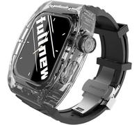JZFOACHR Bracelet de montre de sport Fluororubber + kit de modification de boîtier transparent pour 8 7 6 SE 5 4 44 mm 45 mm Series