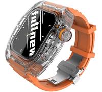 JZFOACHR Bracelet de montre de sport Fluororubber + kit de modification de boîtier transparent pour 8 7 6 SE 5 4 44 mm 45 mm Series