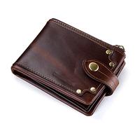 JZFOACHR Cowhide Leather Men Wallets Short Men's Purse Card Holder Male，Coffee