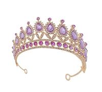 JZFOACHR Crown Vintage Decor Royal 1pc Exquisite Girl Beautiful Wedding Decor Woman Rhinestone Purple Wedding Veil Girls Hair Accessories Vintage Decor Vintage Decor Vintage Decor