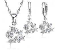 JZFOACHR Crystal Stars Pendant Necklace Earrings Chain Wedding Jewelry Set Made in China