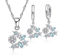 JZFOACHR Crystal Stars Pendant Necklace Earrings Chain Wedding Jewelry Set Made in China