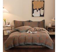 JZFOACHR Double-sided 100% cotton floral pattern duvet cover set, soft and breathable bohemian style bedding set, double-layered gauze jacquard sheet set, includes 2 pillowcases, Yellow 2,Twin