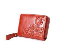 JZFOACHR Fashion Women Wallets Genuine Leather Zipper Female Card Holder Purse Wallet,Luggage (E)