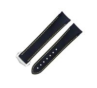 JZFOACHR For Strap Curved End Watch Band 20mm Black Yellow Line High Density Nylon Cowhide Watchbands
