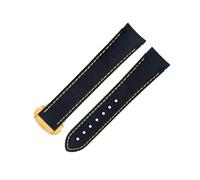 JZFOACHR For Strap Curved End Watch Band 20mm Black Yellow Line High Density Nylon Cowhide Watchbands