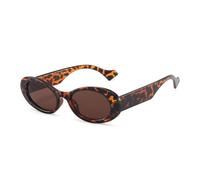 JZFOACHR Generisch Popular Fashion Small Oval Sunglasses Women Vintage Leopard Jelly Colour Eyewear Men Trending Sun Glasses Shades UV400 (Leopard Tea, One Size), One colour, One Size