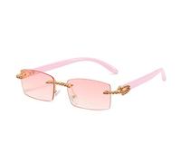 JZFOACHR Generisch Unique Rimless Crystal Sunglasses For Women Vintage Gradient Small Sqaure Rhinestone Shiny Sun Glasses Female Shades