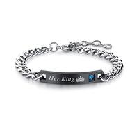 JZFOACHR Her King His Queen Couple Bracelets with Crytal Stone Lover Crown Charm Bracelets For Women Men