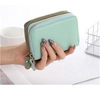 JZFOACHR Leather Casual Business Card Holders Double Zipper Women Men Wallet Passport Bag Case Fashion Unisex,Luggage (A)