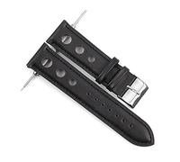 JZFOACHR Leather Handmade Vintage Wrist Band Watch Strap Belt 18mm 20mm 22mm Men Watchband Hollow Breathable Black Watchstrap Lasting (Band Color : Black-Black Wire, Band Width : 20mm)