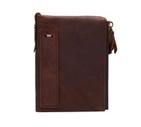 JZFOACHR Leather Wallets for Men with Double Zipper Big Capacity Mens Bifold Credit Card Travel Wallet Zip Coin Pocket,WalletsGenuine Leather Wallet, (Dark Blue)