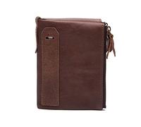 JZFOACHR Leather Wallets for Men with Double Zipper Big Capacity Mens Bifold Credit Card Travel Wallet Zip Coin Pocket,WalletsGenuine Leather Wallet, (Dark Blue)