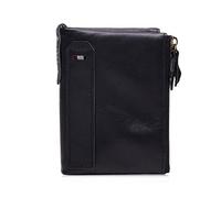 JZFOACHR Leather Wallets for Men with Double Zipper Big Capacity Mens Bifold Credit Card Travel Wallet Zip Coin Pocket,WalletsGenuine Leather Wallet, (Dark Blue)