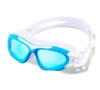 JZFOACHR Liquid Silicone Swim Goggles, Swimming Goggles No Leaking Anti Fog UV Protection Mirrored Triathlon with Case for Women Men Youth Adult(C)