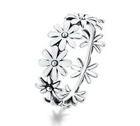 JZFOACHR Little Daisy Finger Rings For Women Stackable Rings Band Fine Jewelry