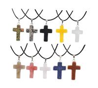 JZFOACHR Lot De 10 Pendentifs En Fme De Croix Cristaux Asstis Pour Bracelets Colliers Bijoux Breloques Fabrication De Pendentifs En Pierre